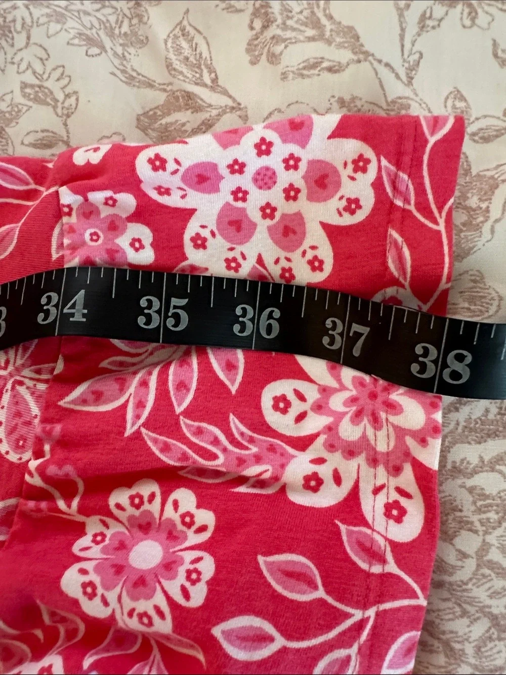 Cuddl Duds Coral Pink Floral Sleeveless Chemise with Ruffle Hem